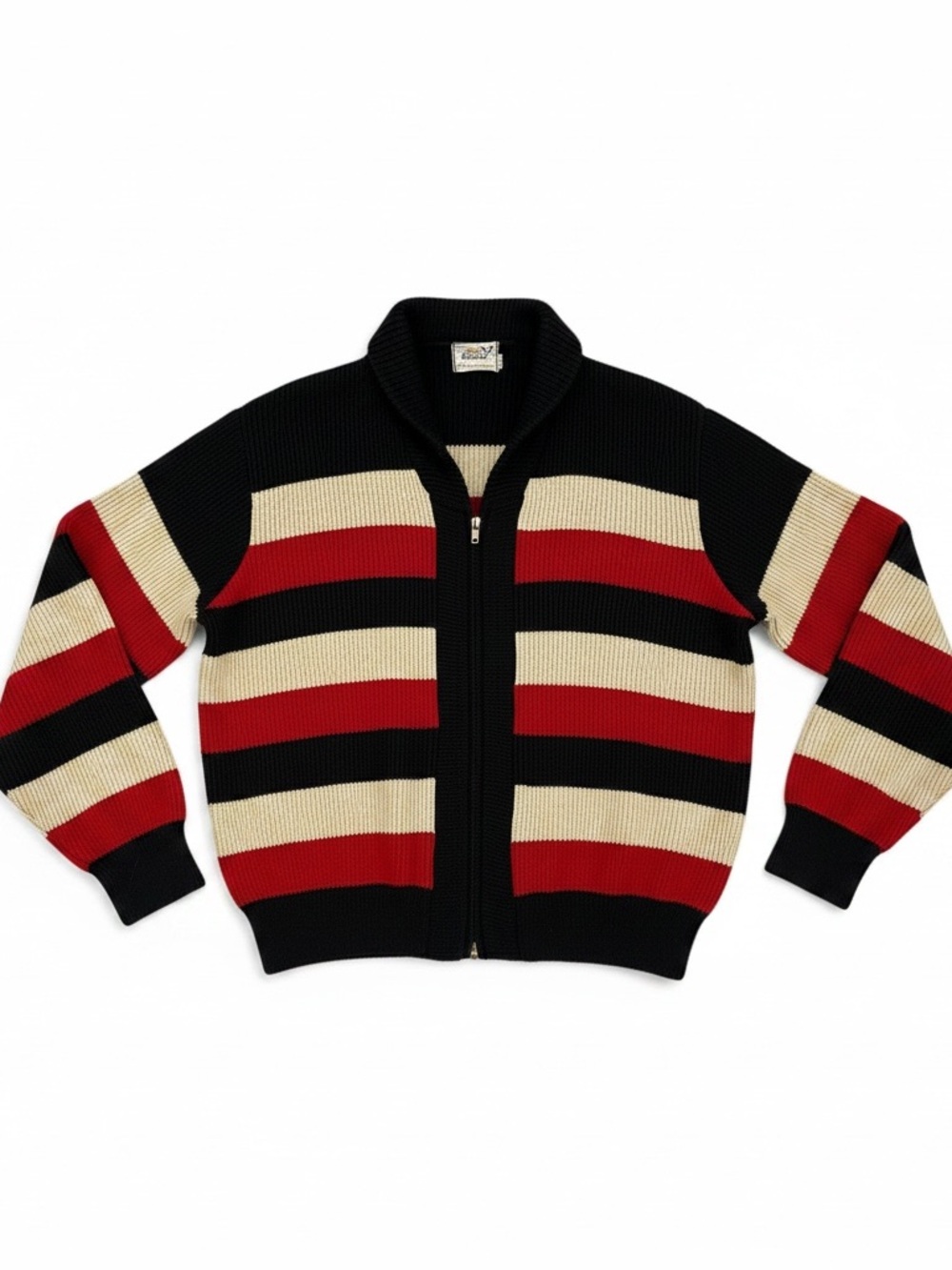 Vintage 1950s Kandel Collegiate Cardigan Sweater Wool Zip Portland XL